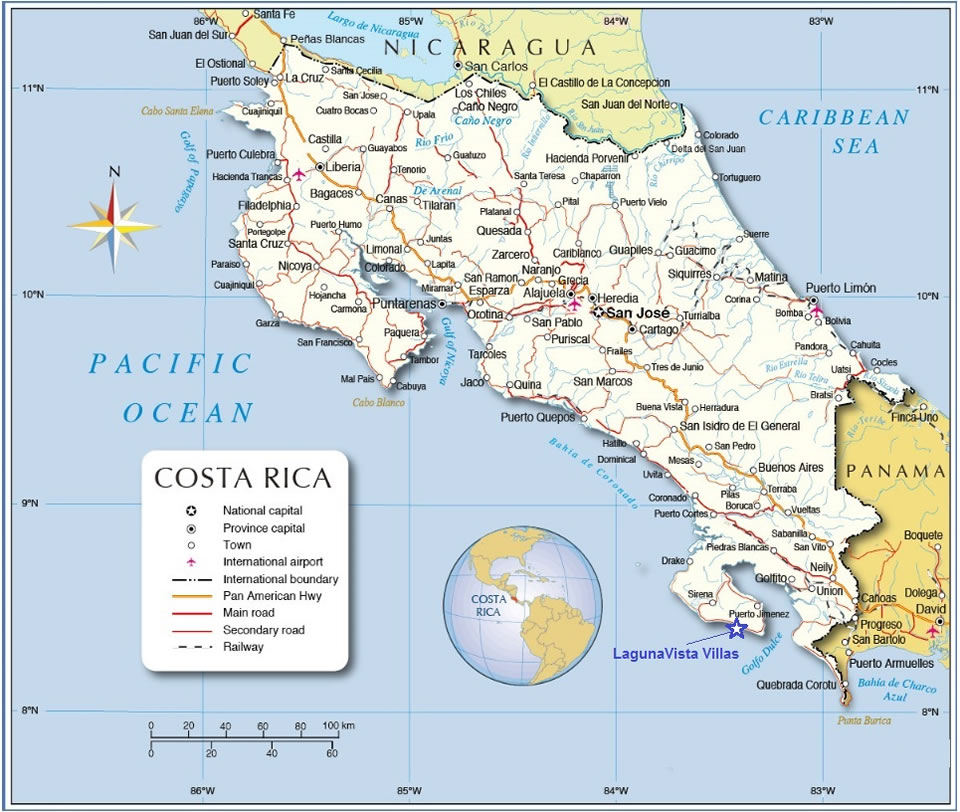 Costa Rica map - location of LagunaVista Villas
